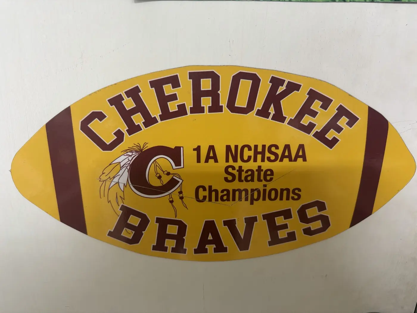 Cherokee Braves state champions football-shaped magnet