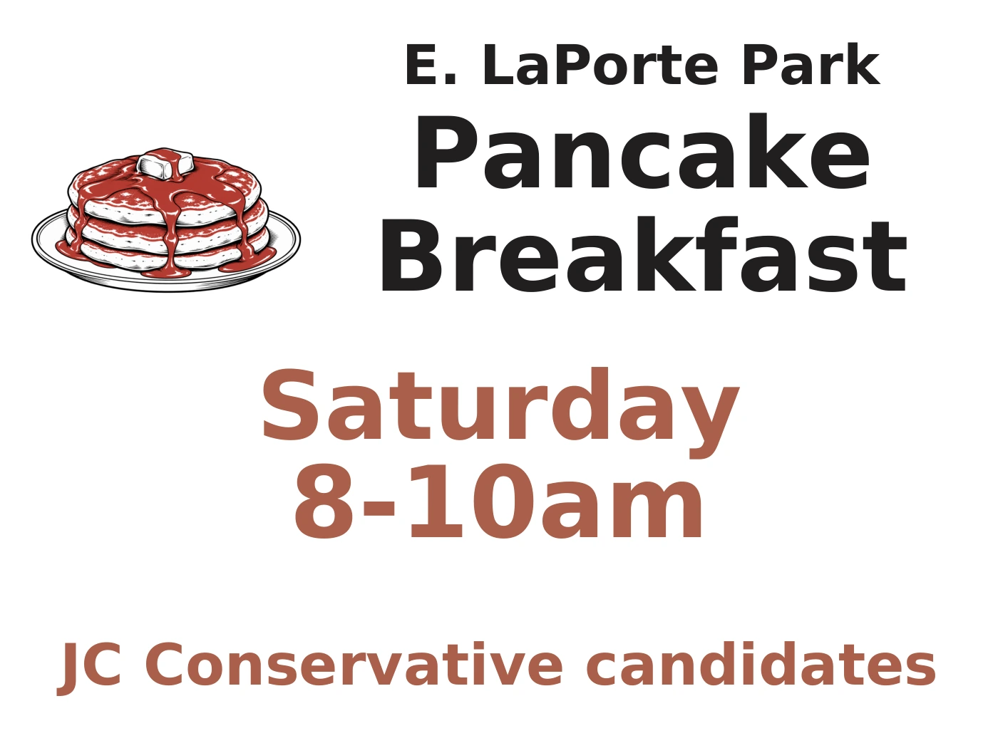 East LaPorte Park pancake breakfast sign