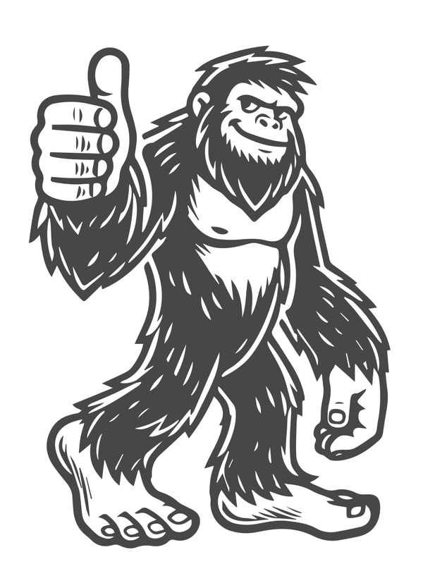 Print Shak Bigfoot giving a thumbs up